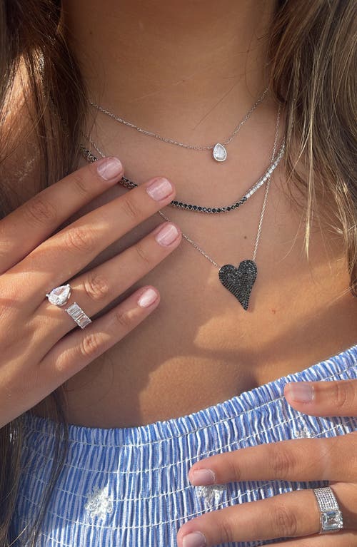 Shymi Mini Heart Bezel Pendant Necklace In Silver/white/pear Cut