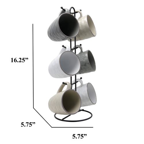 Elama Tahitian Waves 6-piece 12 Oz. Mug Set With Stand In Multi