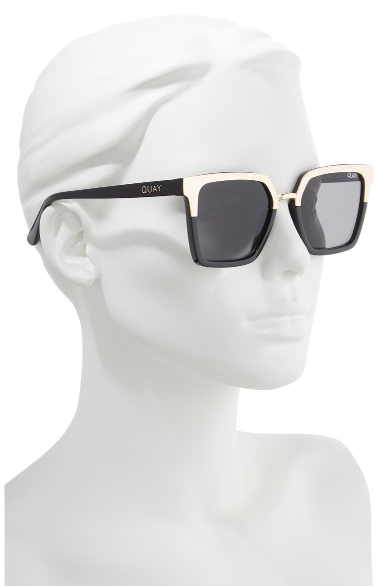 Australia x Jaclyn Hill Upgrade 55mm Square Sunglasses, Alternate, color, BLACK GOLD / SMOKE
