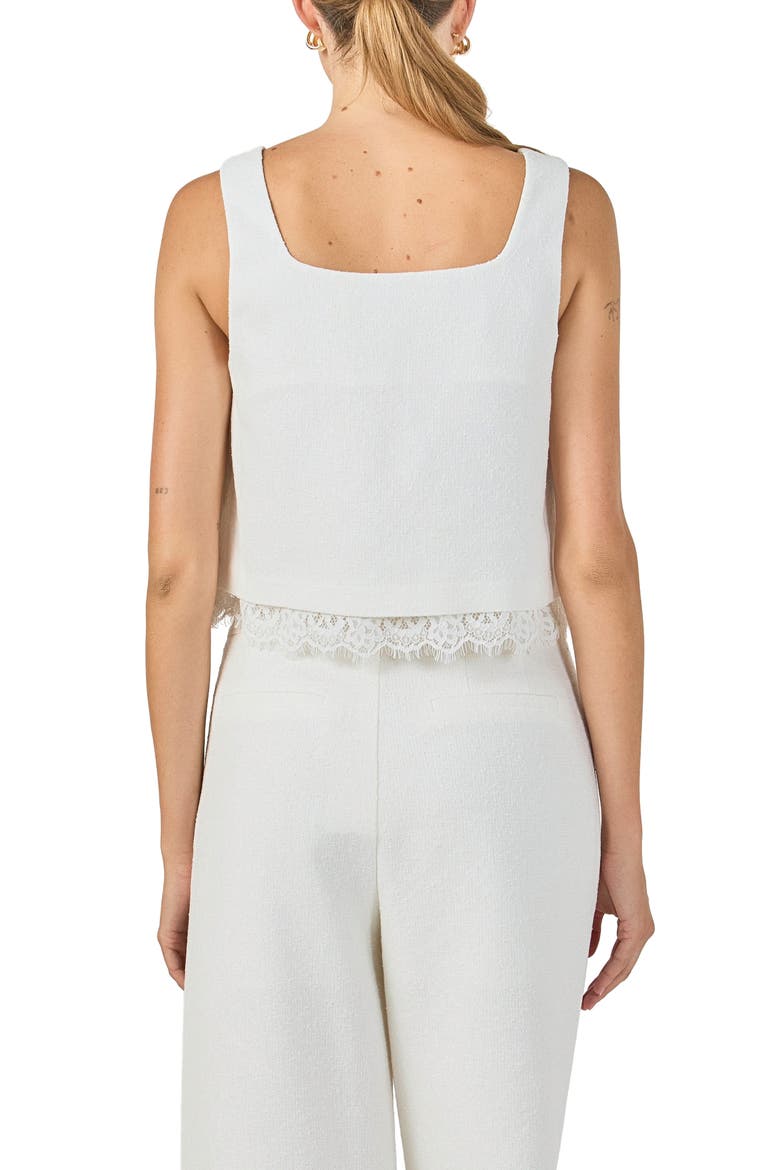 Lace Trim Sleeveless Top, Alternate, color, WHITE