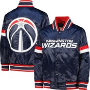 STARTER Youth Starter Navy Washington Wizards Home Game Varsity Satin Full-Snap Jacket