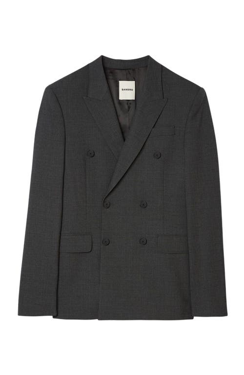 Sandro Double Breasted Classic Fit Suit Jacket In Gray