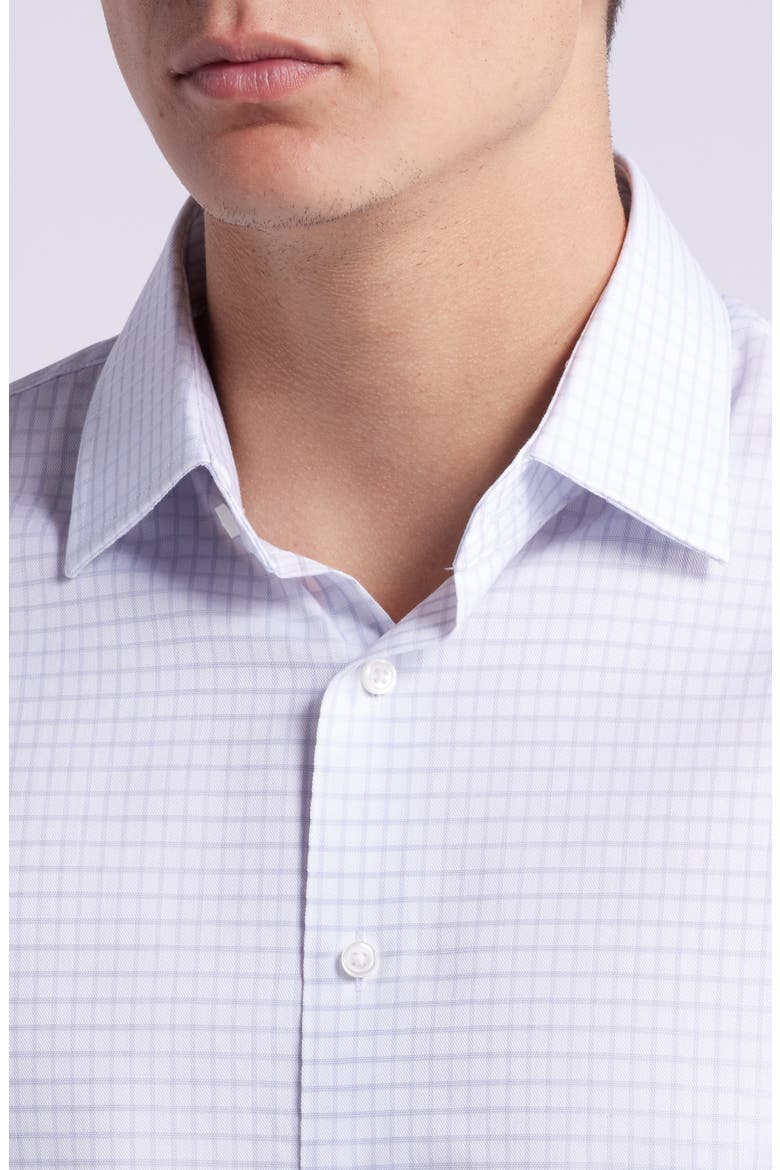 Trim Fit Grid Dress Shirt, Alternate, color, WHITE- GREY TWILL GRID