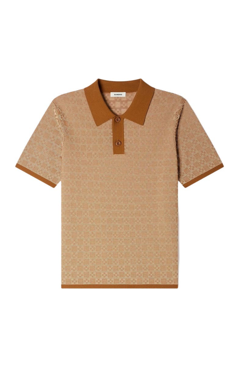 SANDRO Square Cross polo shirt, Alternate, color, Camel
