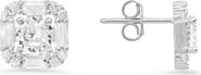 Queen Jewels Sterling Silver Cubic Zirconia Square Stud Earrings