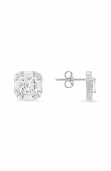 Queen Jewels Sterling Silver Cubic Zirconia Square Stud Earrings