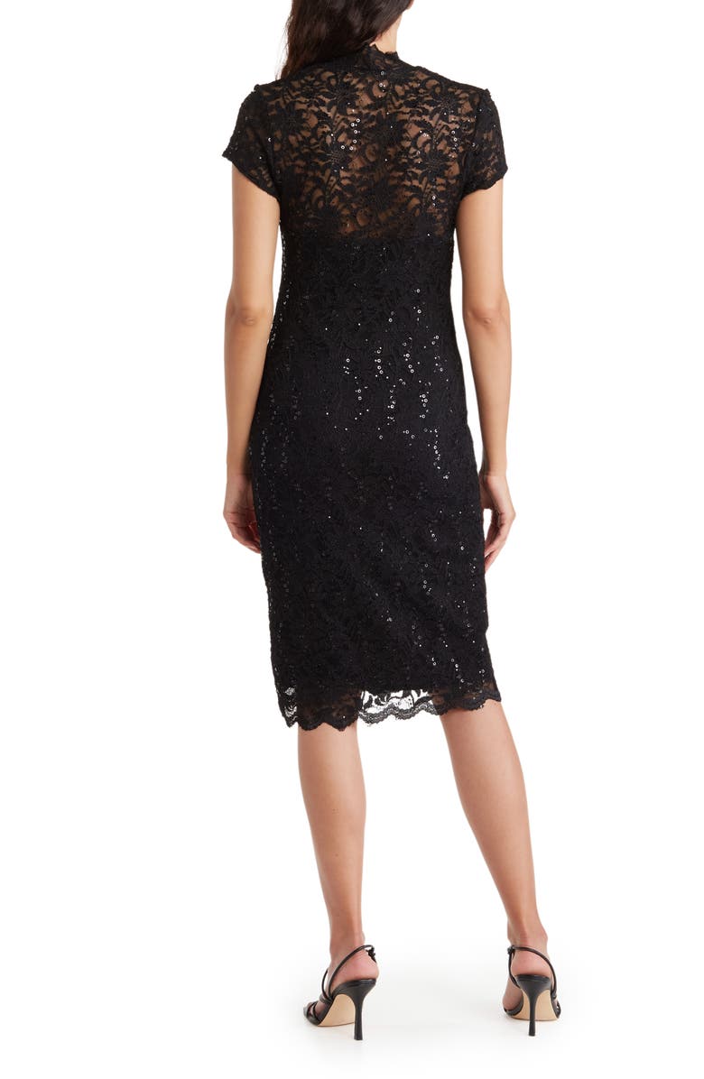 Marina Sequin Lace Cap Sleeve Sheath Dress, Alternate, color, 