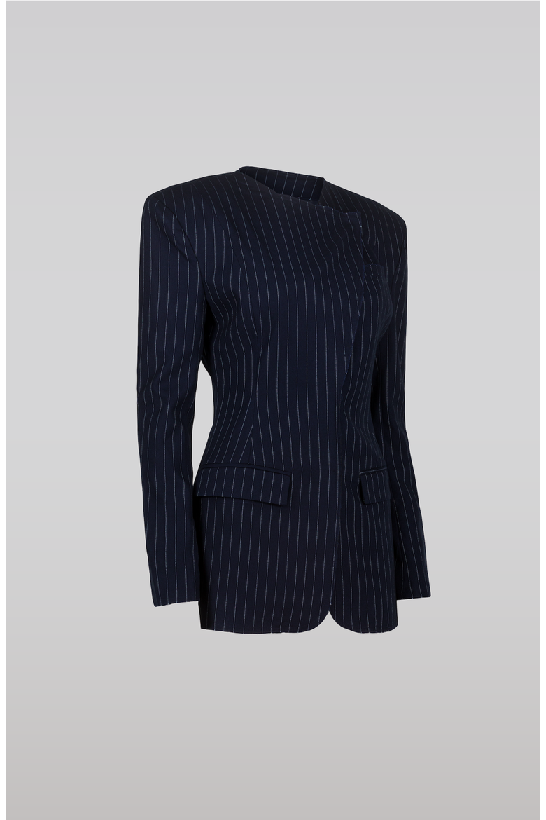 Navy Pinstripe Suit Jacket, Alternate, color, Navy