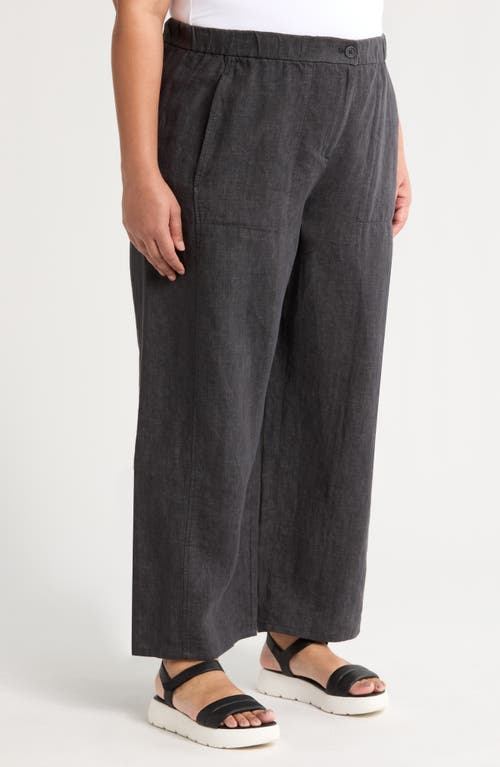 EILEEN FISHER EILEEN FISHER WIDE LEG ORGANIC LINEN ANKLE PANTS