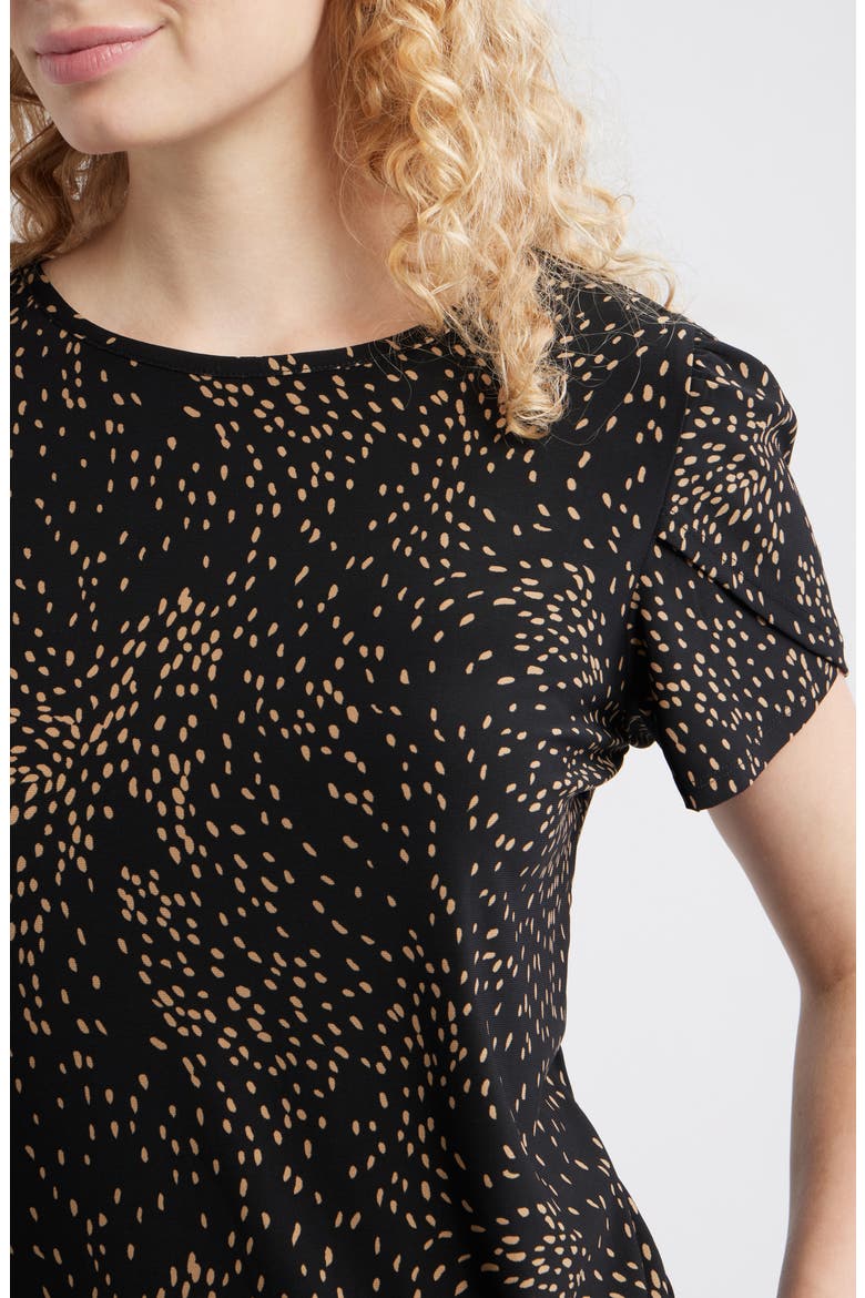 Dot Tulip Sleeve Top, Alternate, color, ANNE BLACK/ VICUNA