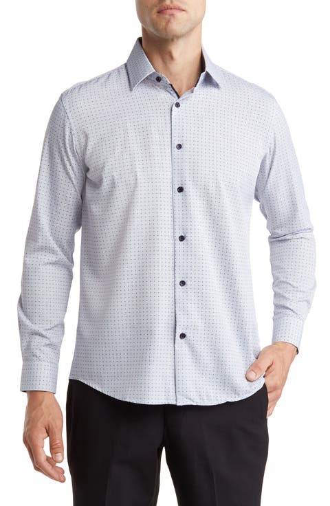 Regular Fit Performance Stretch Long Sleeve Button Front Shirt