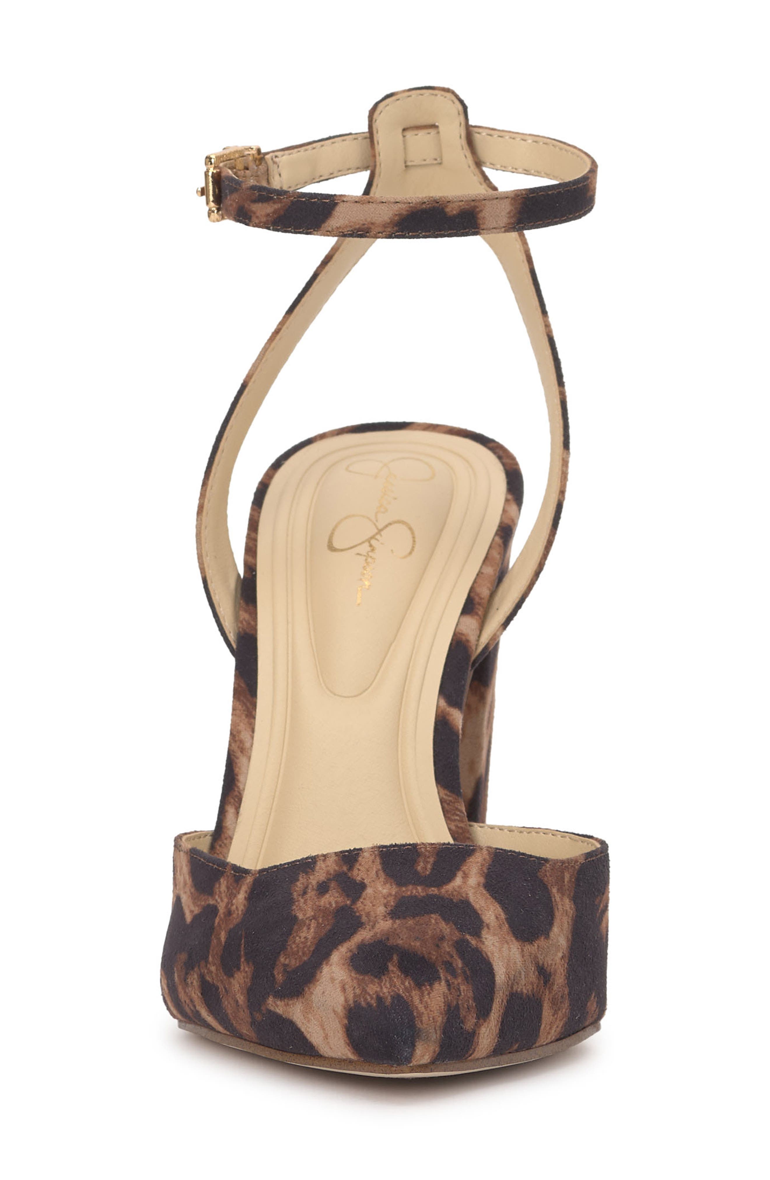 Jessica Simpson Nazela Pointed Toe Ankle Strap Pump, Alternate, color, Natural Leopard