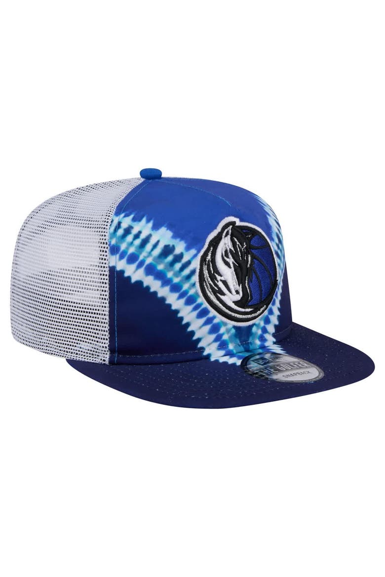 Men's New Era Navy/Blue Dallas Mavericks Throwback Dye Golfer Snapback Hat, Alternate, color, Navy