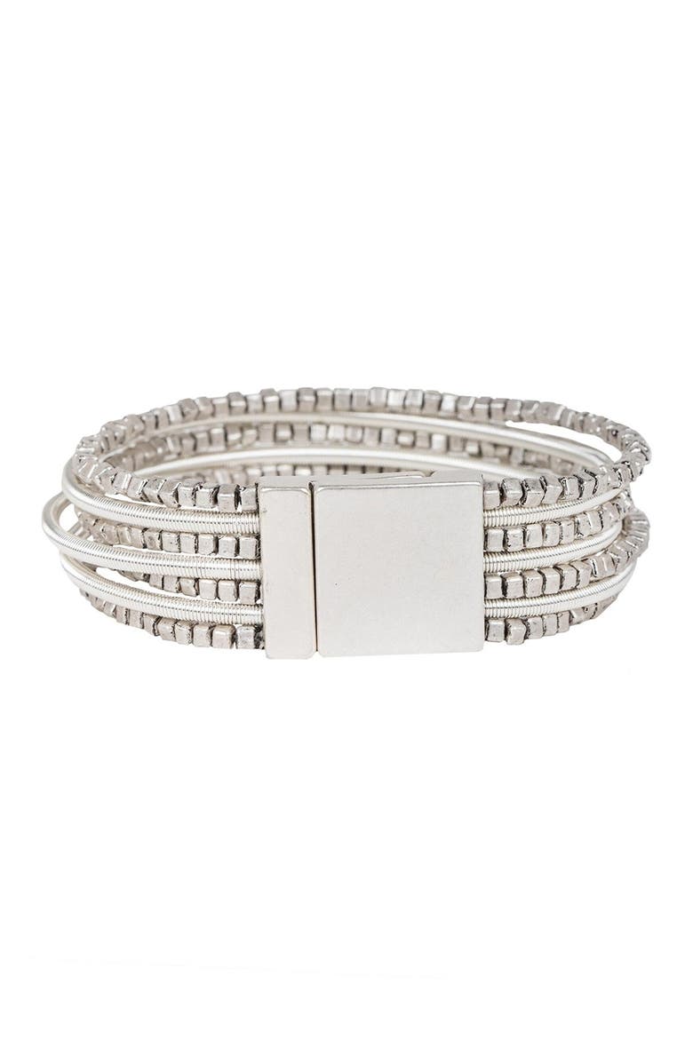 Scarlett Beaded Layered Wrap Bracelet, Alternate, color, SILVER