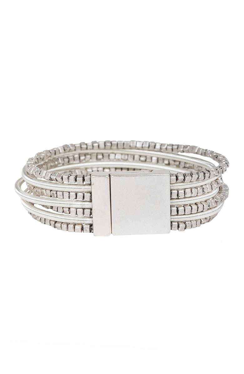 SAACHI Scarlett Beaded Layered Wrap Bracelet, Alternate, color, Silver