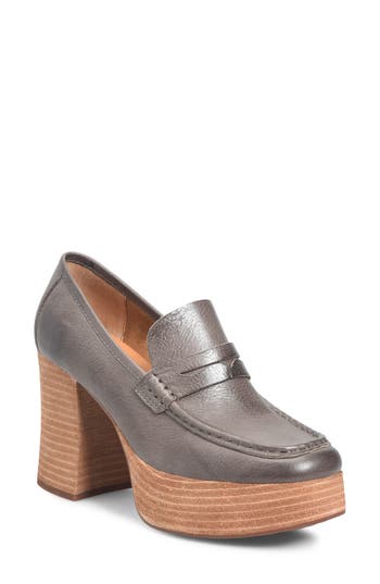 Kork-ease ® Barbara Platform Penny Loafer Pump In Gray