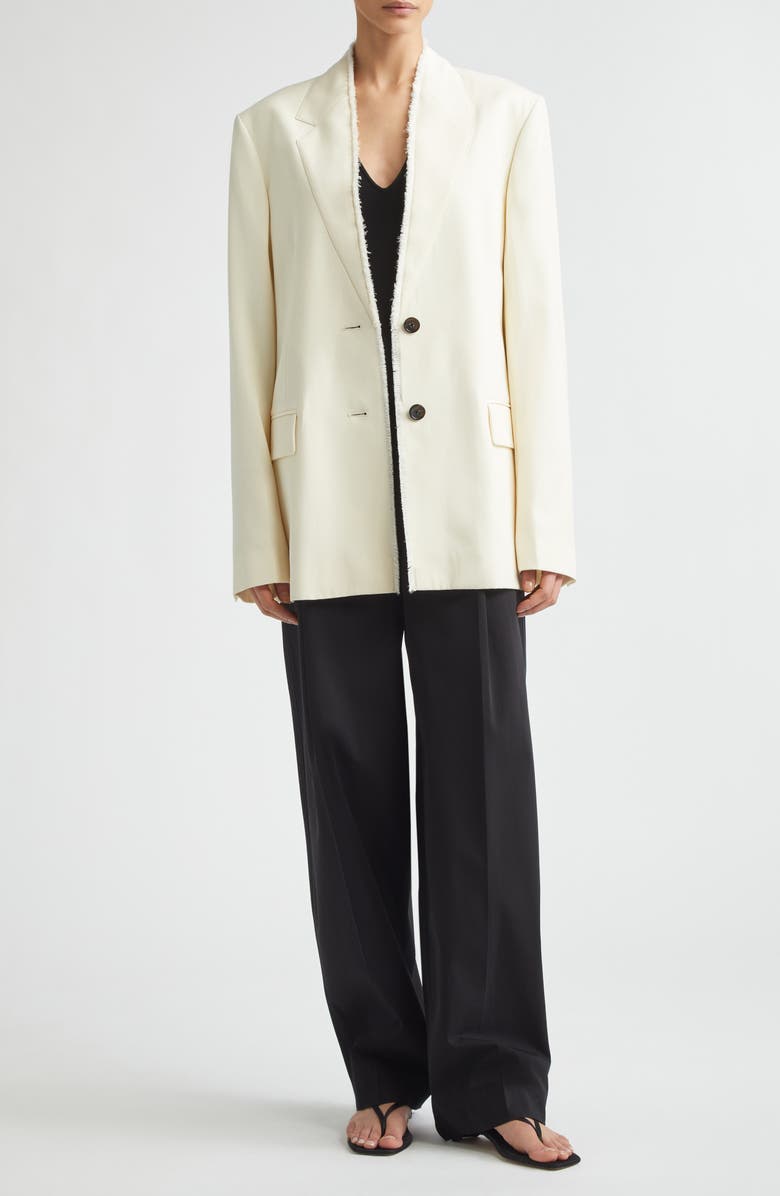 TOTEME Raw Lapel Blazer, Alternate, color, Ecru