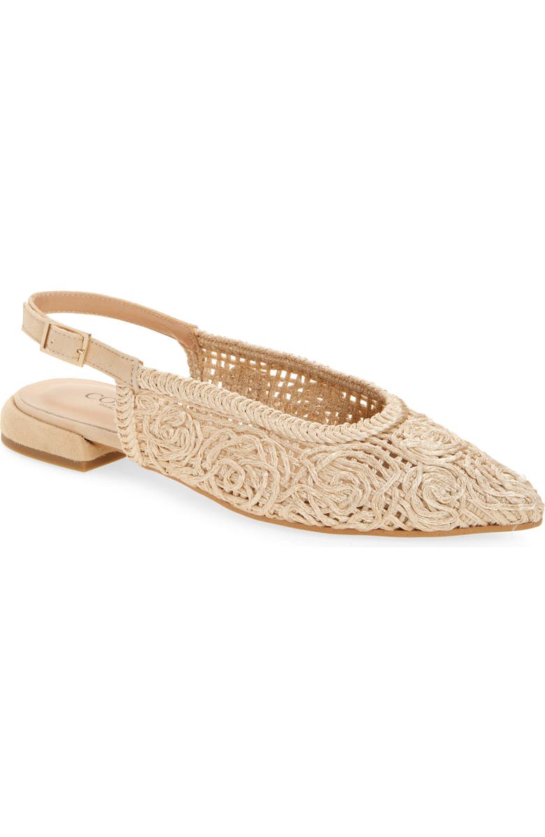 Cordani Nika Slingback Woven Raffia Flat, Main, color, Beige