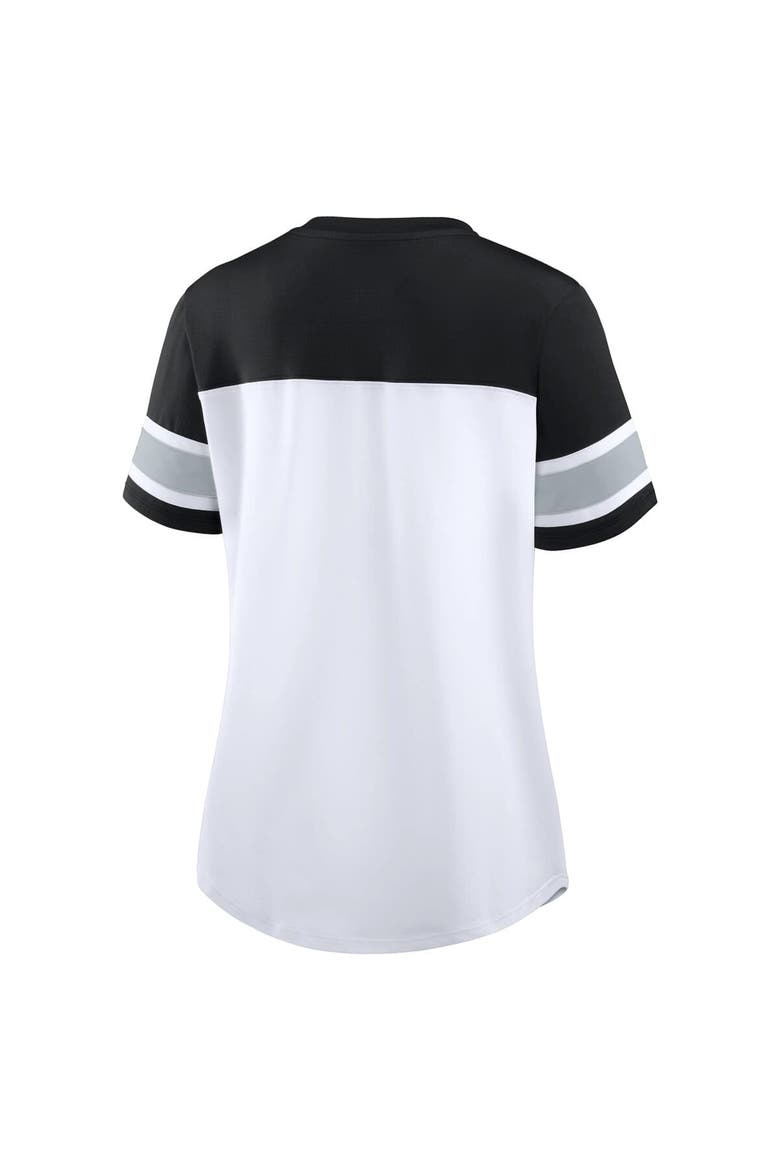 Women's Fanatics White/Black Las Vegas Raiders Athena Lace-Up V-Neck T-Shirt, Alternate, color, White