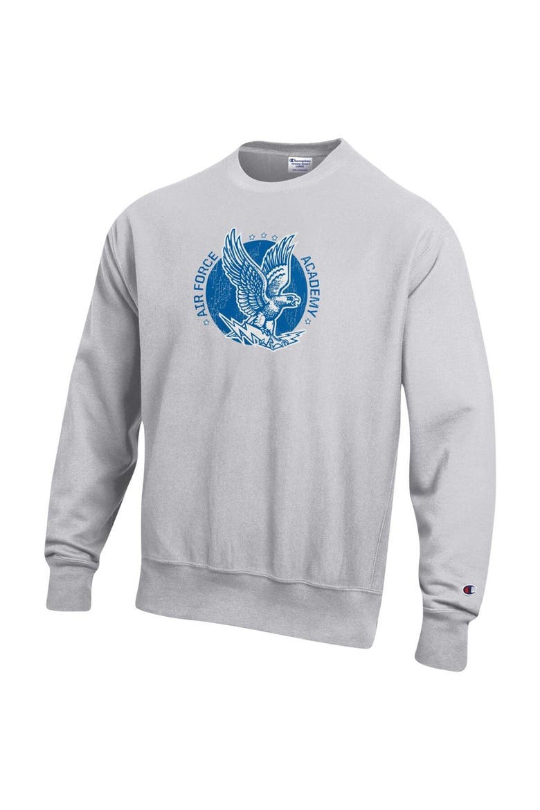 Men's Champion Heathered Gray Air Force Falcons Vault Logo Reverse Weave Pullover Sweatshirt, Alternate, color, Heather Gray
