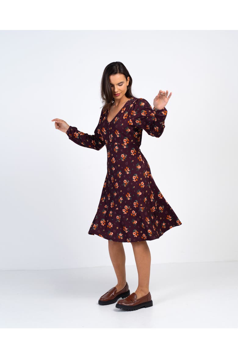 Printed Jersey Dress, Alternate, color, Autumn Floral