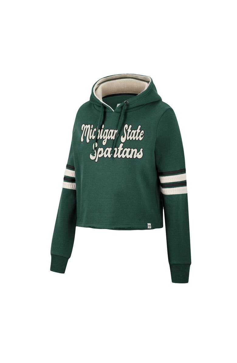 COLOSSEUM Women's Colosseum Green Michigan State Spartans Retro Cropped Pullover Hoodie, Alternate, color, 
