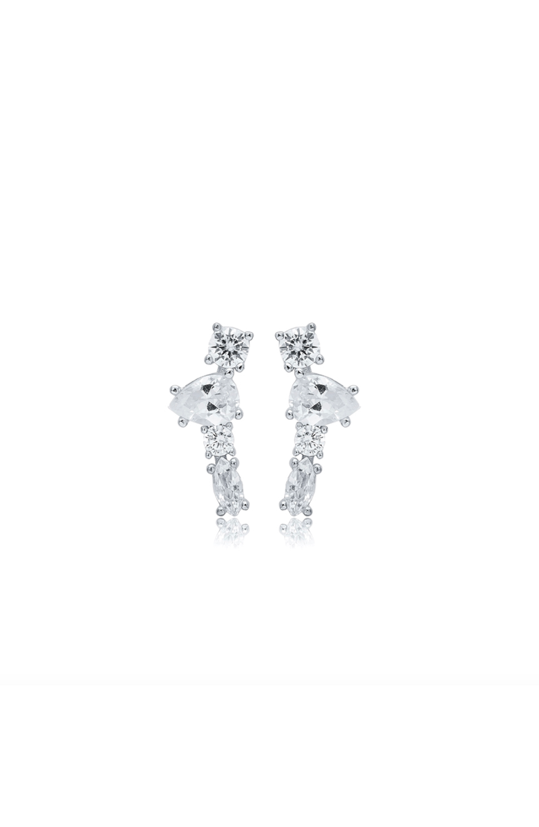 Mazin Jewels Luna Earrings, Main, color, White Gold