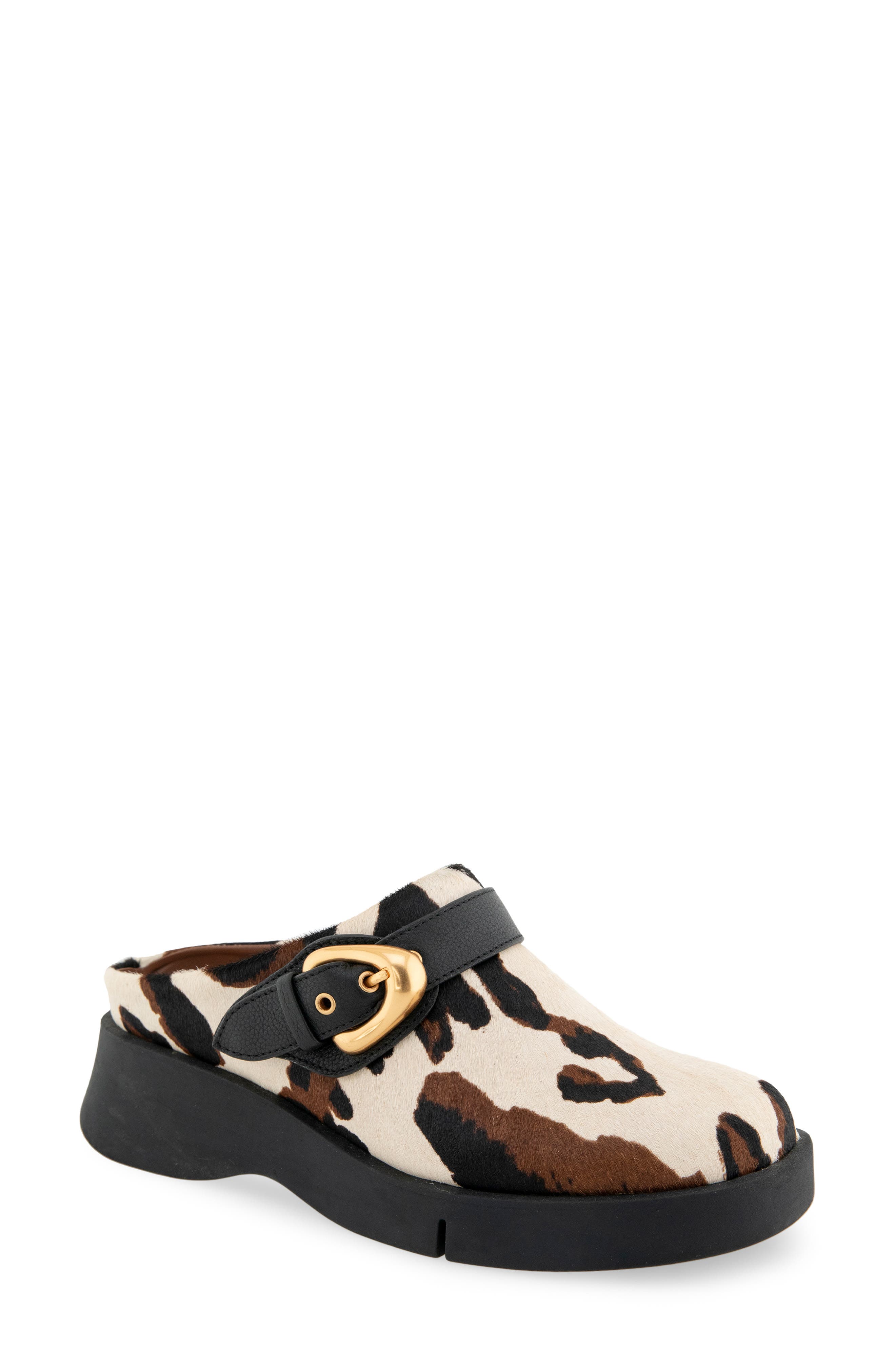 Fox Convertible Clog, Main, color, COW PRINT HAIR ON CALF