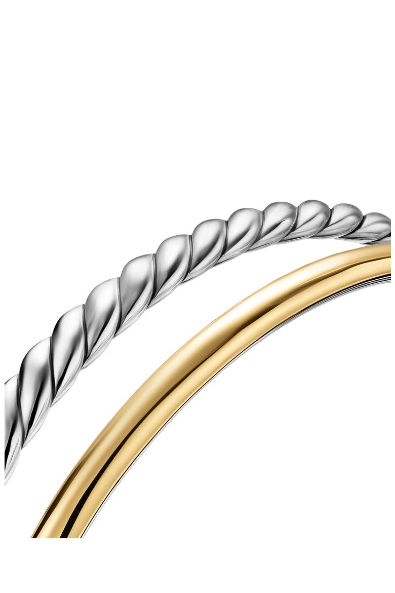 DY Mercer® Two Row Cuff Bracelet in Sterling Silver with 18K Yellow Gold, 8mm, Alternate, color, SILVER/ GOLD
