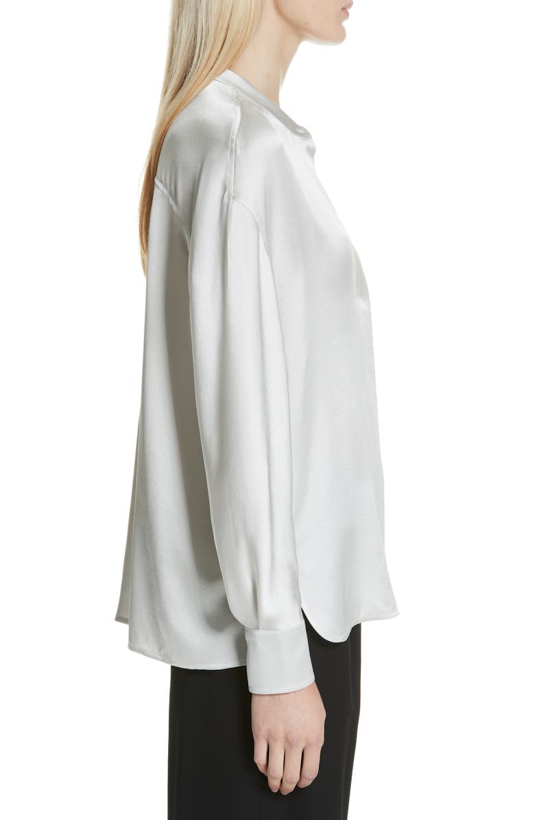 Vince Band Collar Silk Blouse, Alternate, color, 