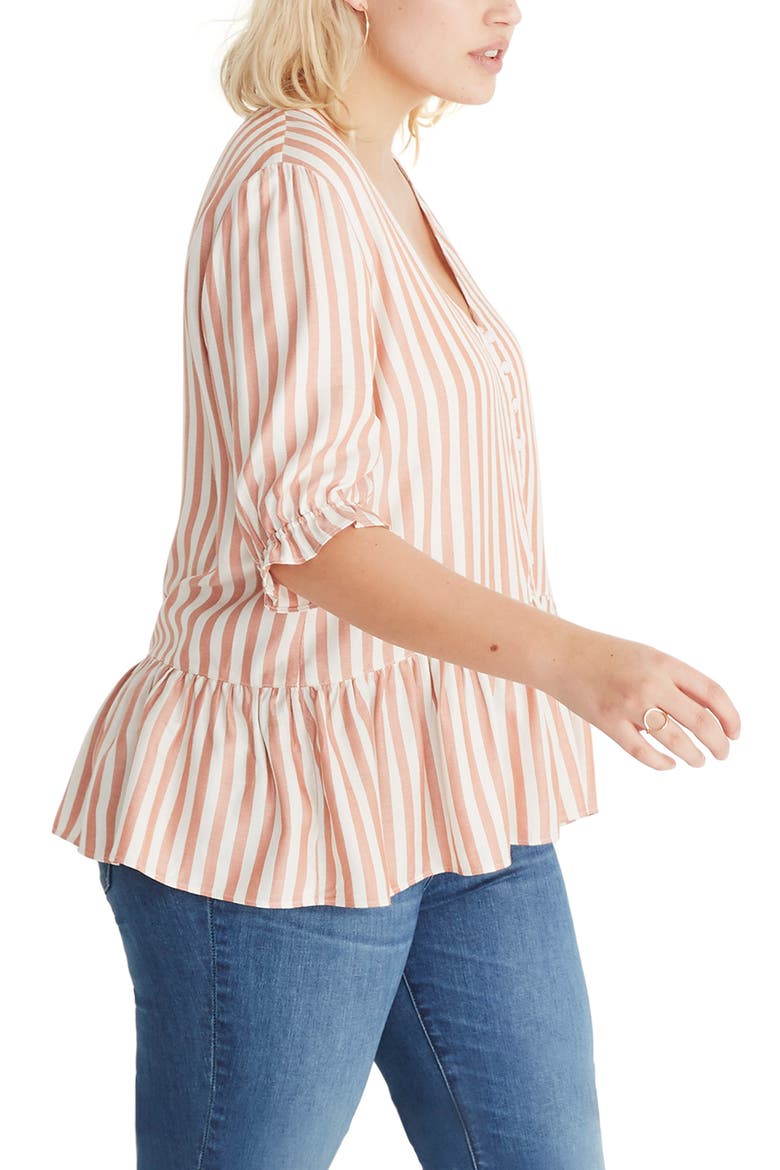Courtyard Ruffle Hem Top, Alternate, color, STRIPE