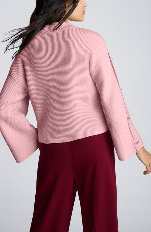 Kenneth Cole Rib Mock Neck Pullover In Pink