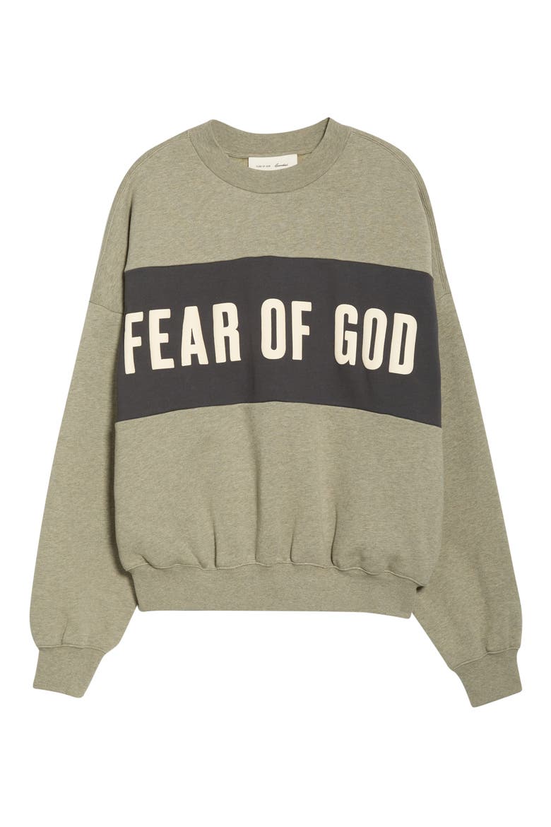 Paneled Relaxed Crop Fleece Sweatshirt, Alternate, color, SEAL HEATHER/ IRON GREY