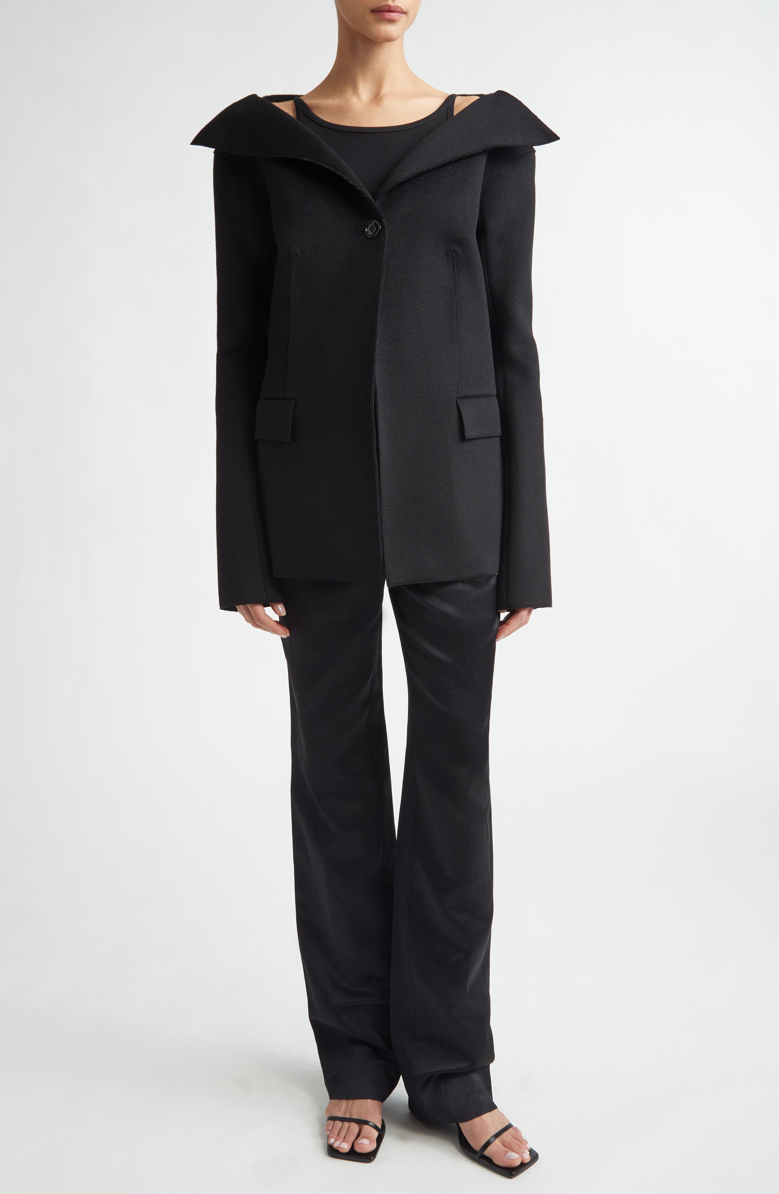 Open Collar Wool Jacket - image 2