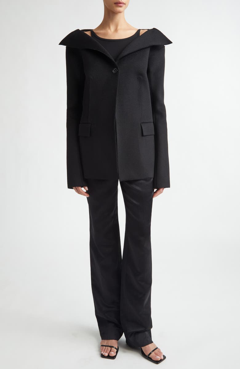 TOTEME Open Collar Wool Jacket, Alternate, color, Black