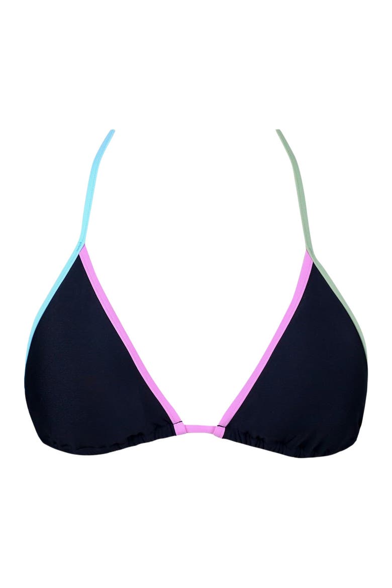 Trisha Triangle Bikini Swimsuit Top, Alternate, color, Black