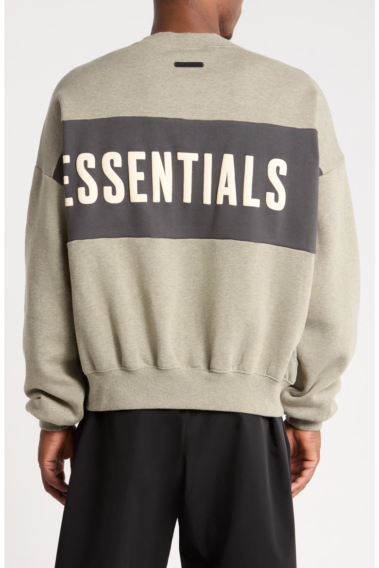 Paneled Relaxed Crop Fleece Sweatshirt, Alternate, color, SEAL HEATHER/ IRON GREY
