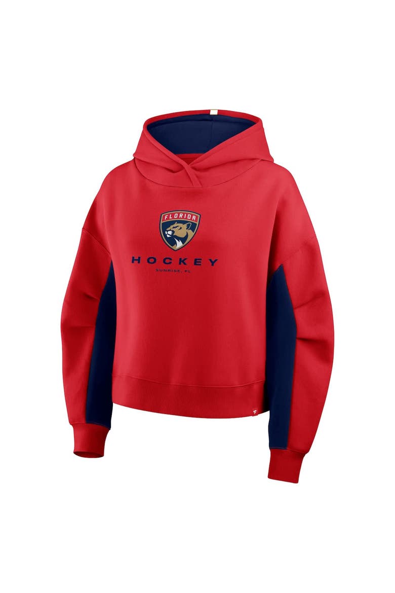 Women's Fanatics Red Florida Panthers Back Check Boxy Hoodie, Alternate, color, Red
