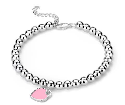 Beaded Pink Heart Bracelet