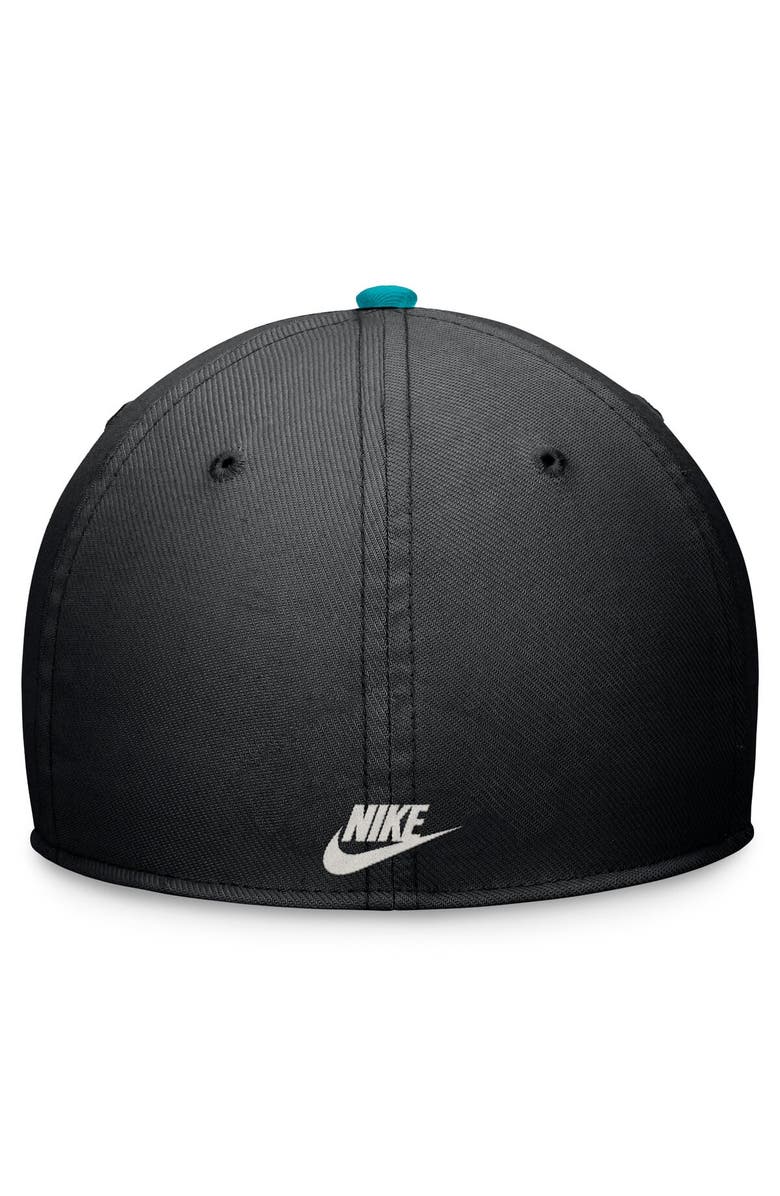 Nike Men's Nike Black/Teal Florida Marlins Cooperstown Collection Rewind Swooshflex Performance Hat, Alternate, color, 
