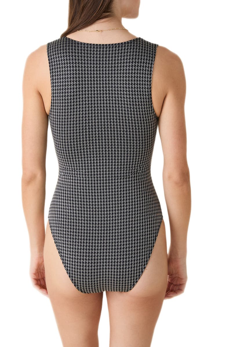 Andie The Malibu Houndstooth One-Piece Swimsuit, Alternate, color, Black Houndstooth