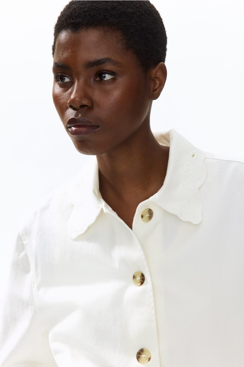 Broderie Anglaise Twill Jacket, Alternate, color, Cream