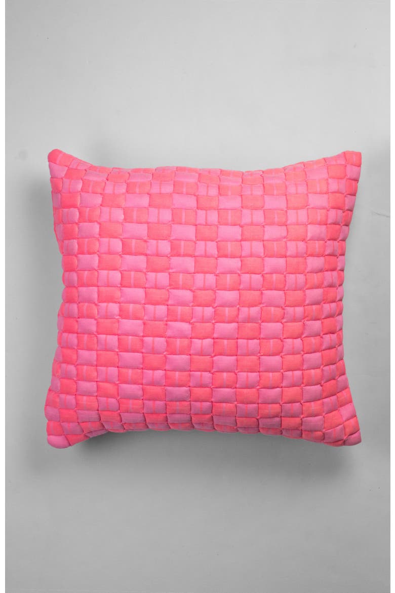 Quilted Sujani Neon Pink Throw Pillow, Main, color, Pink