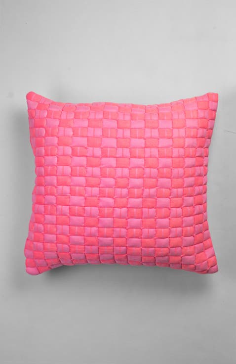 Quilted Sujani Neon Pink Throw Pillow