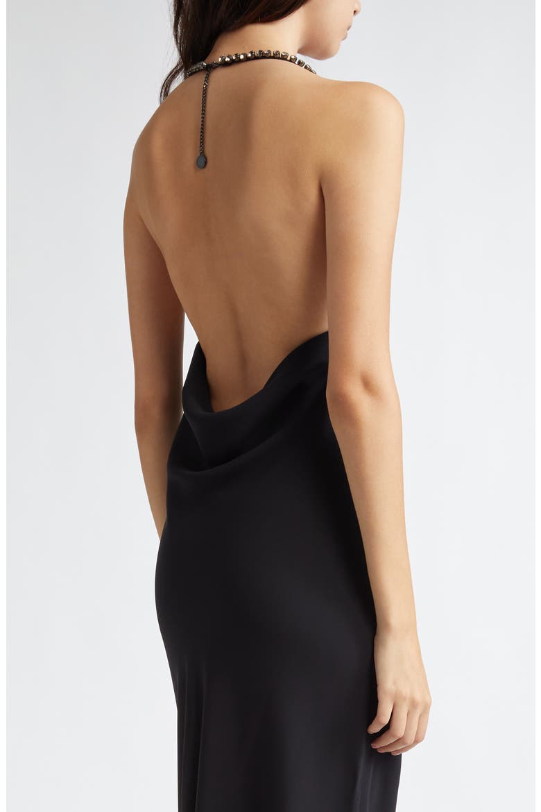 Crystal Embellished Halter Cocktail Dress, Alternate, color, BLACK