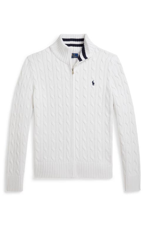 Polo Ralph Lauren Kids' Cotton Cable Zip Cardigan In White