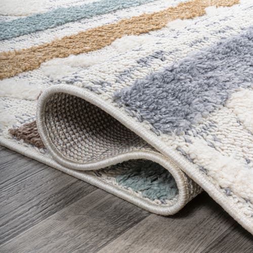 Jonathan Y Faiza Moroccan Striped Geometric High-low Area Rug In Multi/cream