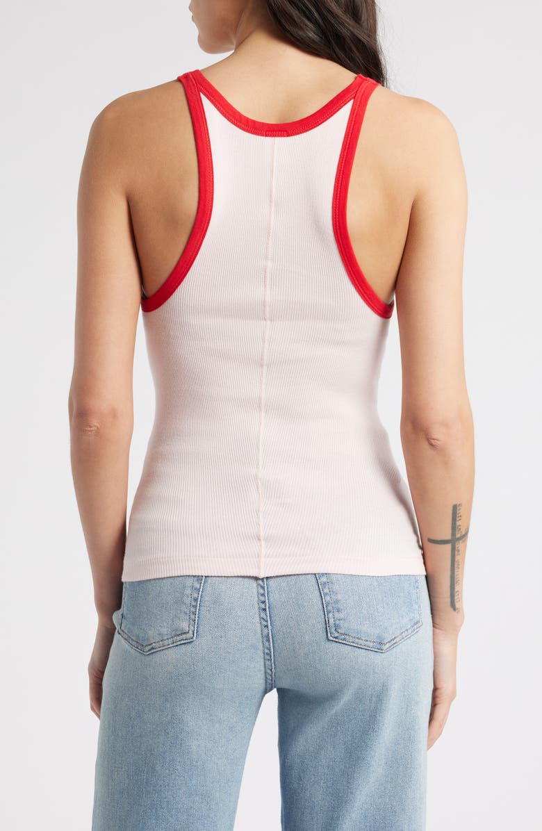 Re/Done Rib Cotton Tank, Alternate, color, Dahlia With Ruby