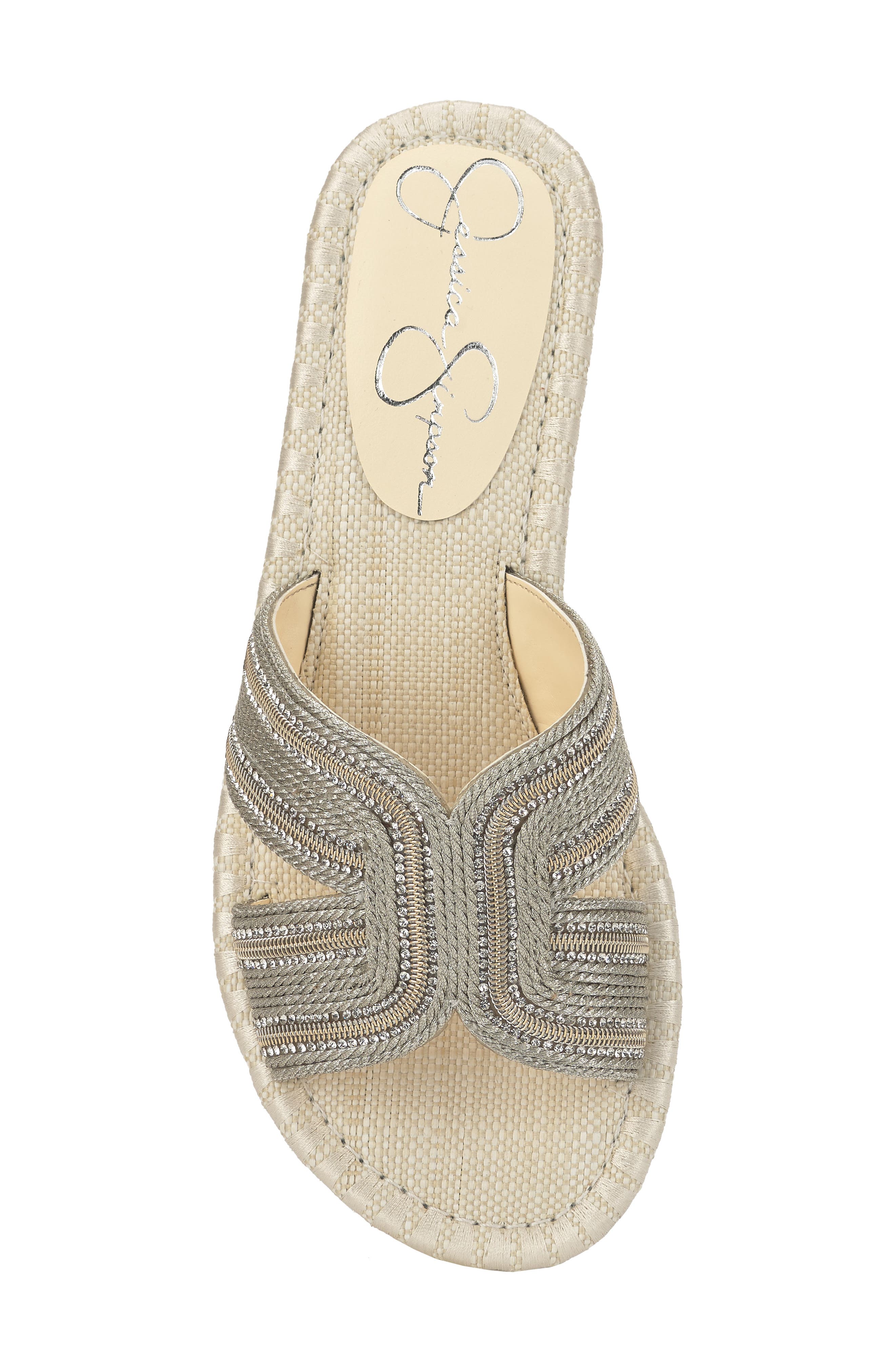 Jessica Simpson Blesyn Slide Sandal, Alternate, color, Metallic Cream