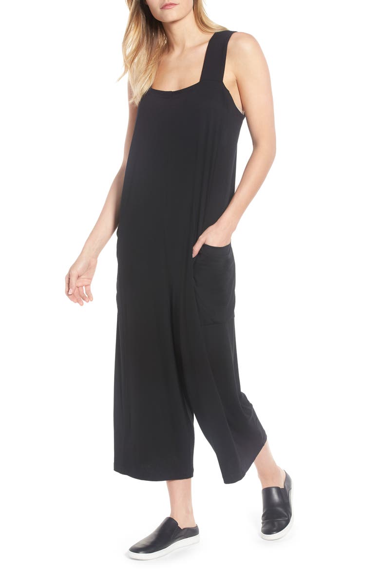 Crop Jersey Jumpsuit, Main, color, BLACK